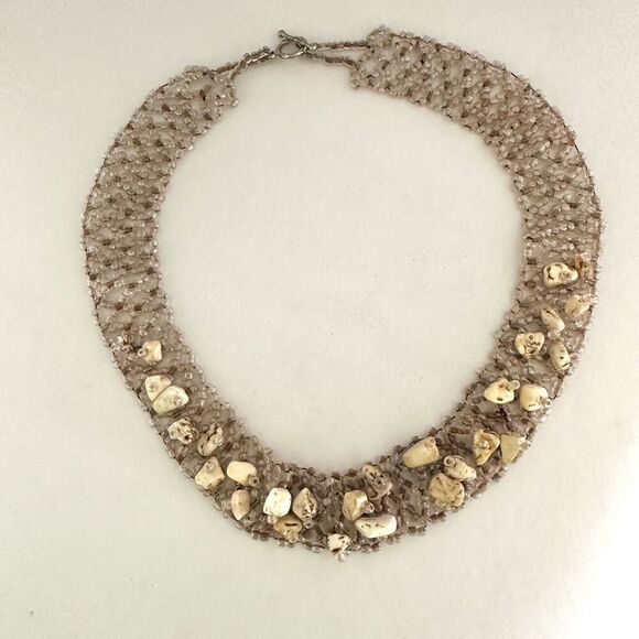 Beaded collar stone choker necklace - Picture 2 of 11